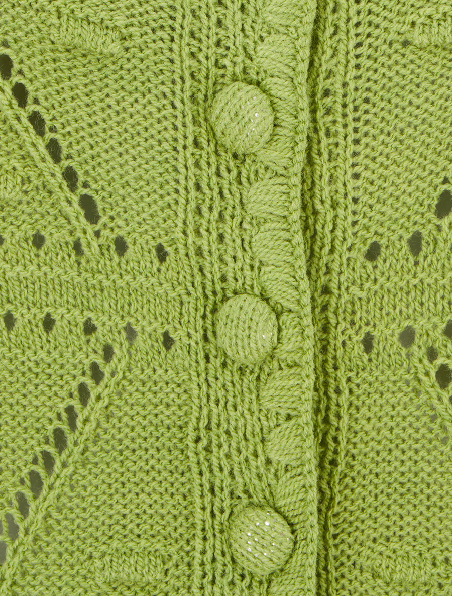 Top boutonné en maille ajourée - Vert pomme - 3