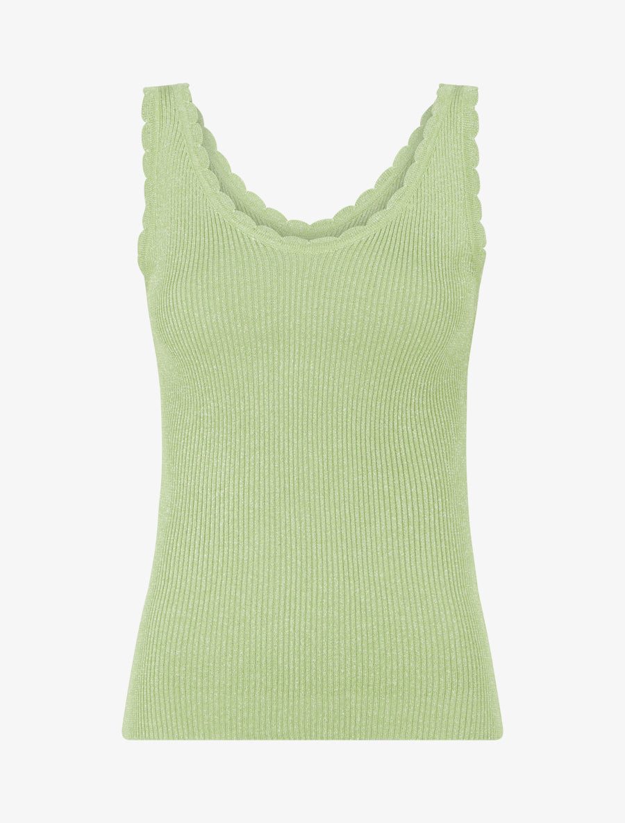 Débardeur festonné en maille irisée - Vert pomme - 1