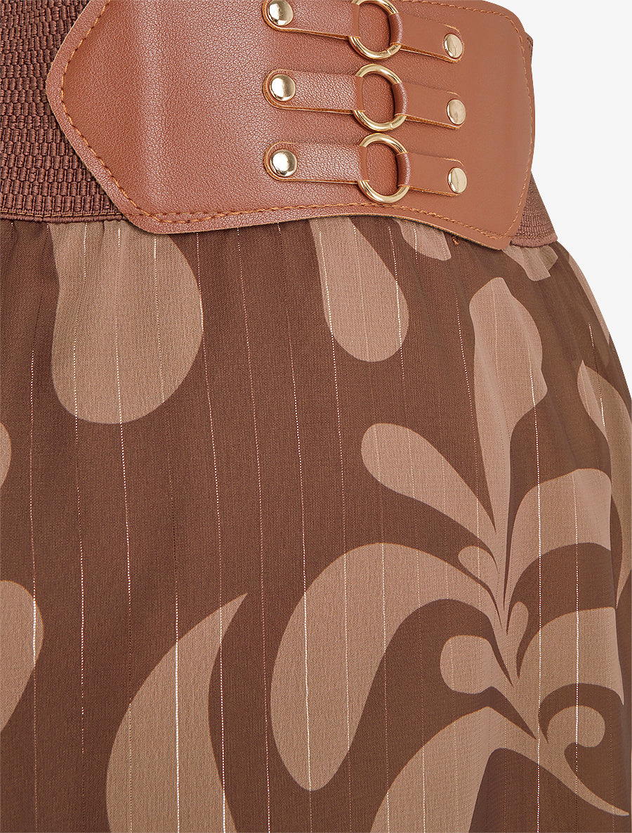 Jupe longue imprimé baroque - Marron - 3