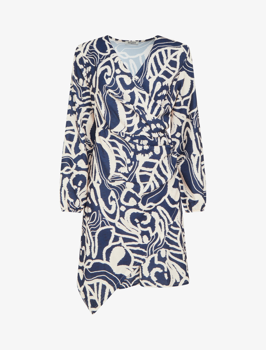 Robe portefeuille imprimé fantaisie - Marine - 1