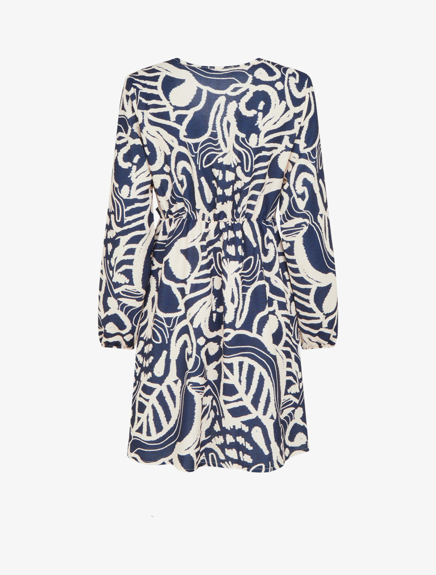 Robe portefeuille imprimé fantaisie - Marine - 2