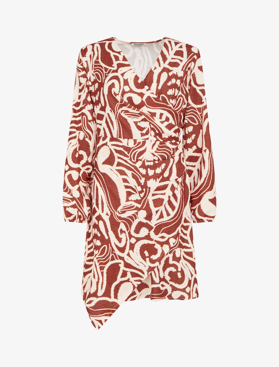 Robe portefeuille imprimé fantaisie - Rouille - 1