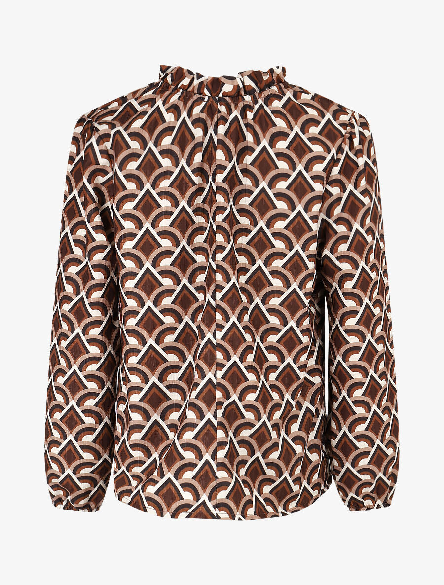 Blouse fluide à imprimé graphique - Marron - 2