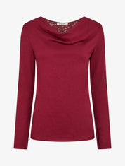 Jersey con cuello drapeado y espalda de crochet. - Burdeos