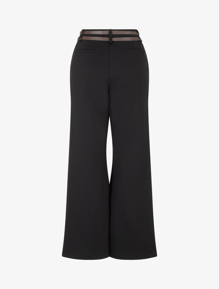 Pantalon droit taille haute à double ceinture - Noir - 2