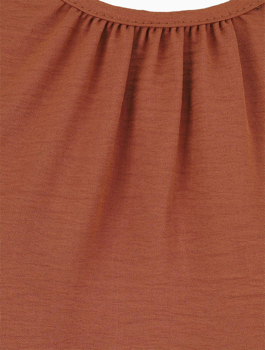 Blouse fluide uni à boutons décoratifs au dos - Terracotta - 3