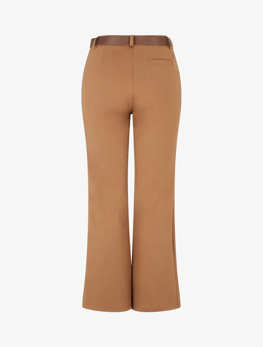 Pantalon droit basique ceinturé - Camel - 2