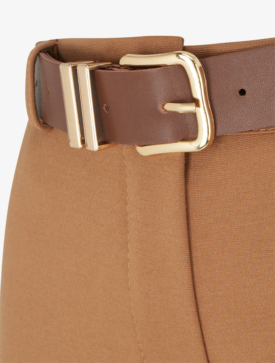 Pantalon droit basique ceinturé - Camel - 3