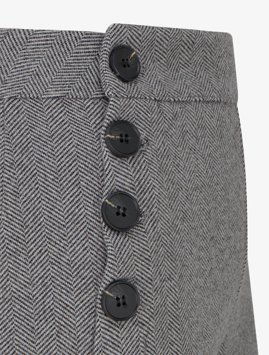 Pantalón recto con estampado de espiguilla - Gris