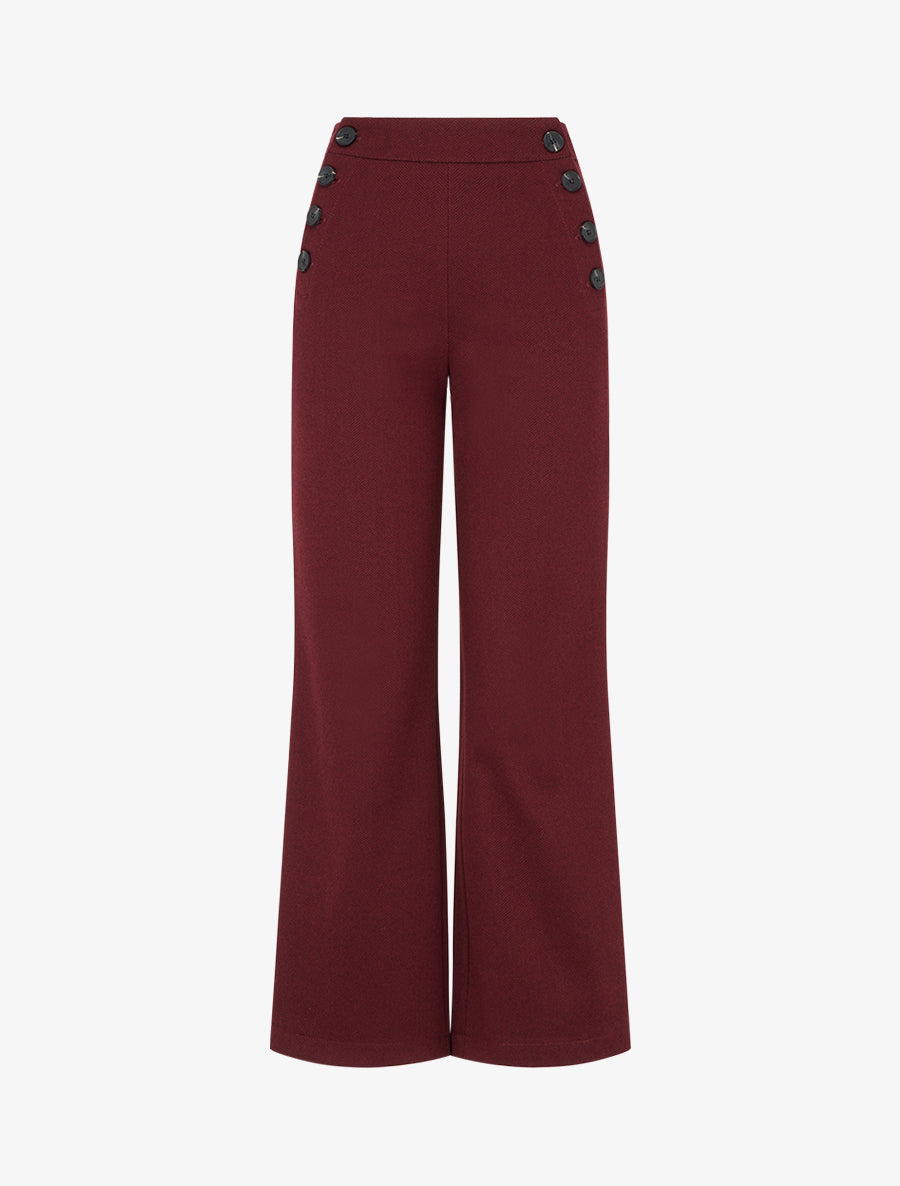 Pantalon à pont droit imprimé chevron - Bordeaux - 1