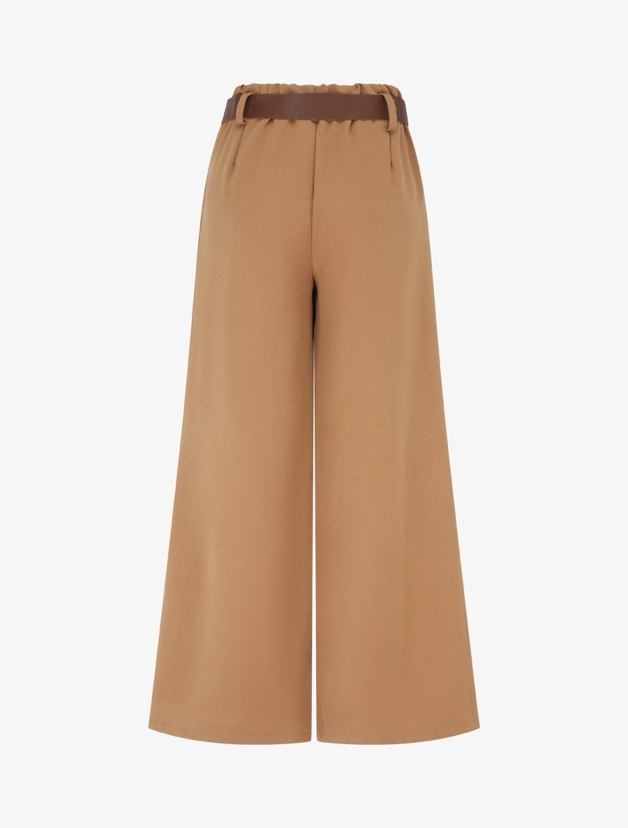 Pantalon élastiqué coupe ample - Camel - 2