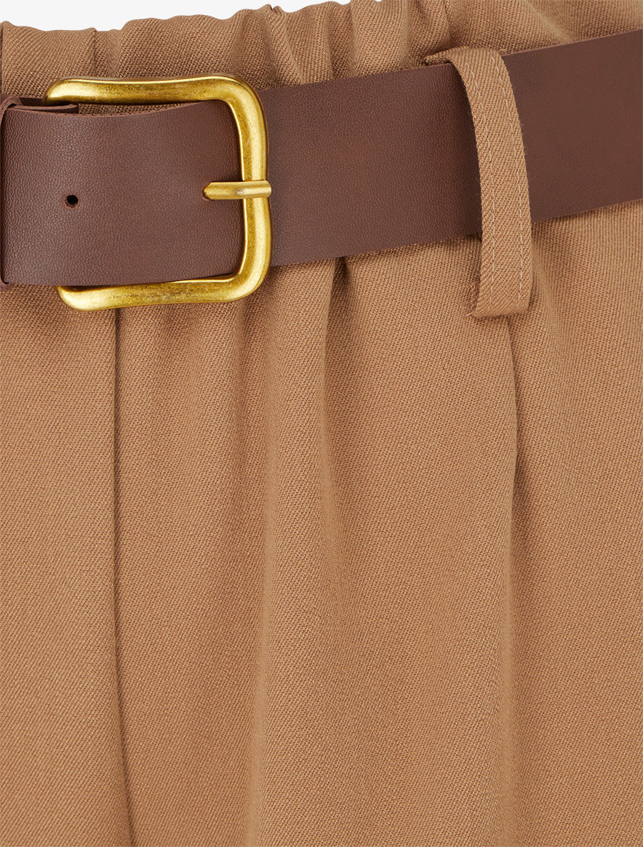 Pantalon élastiqué coupe ample - Camel - 3