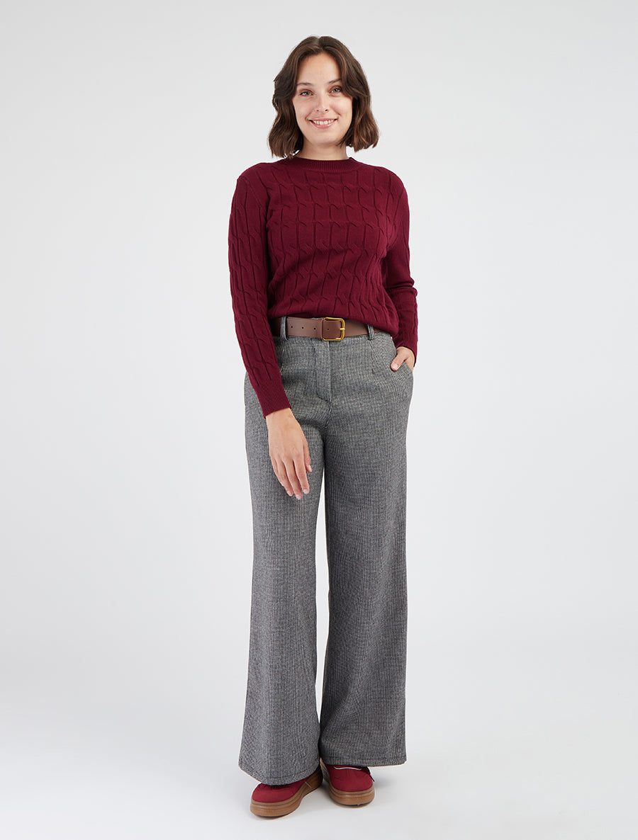 Pantalón ancho estampado de pata de gallo - Negro/gris