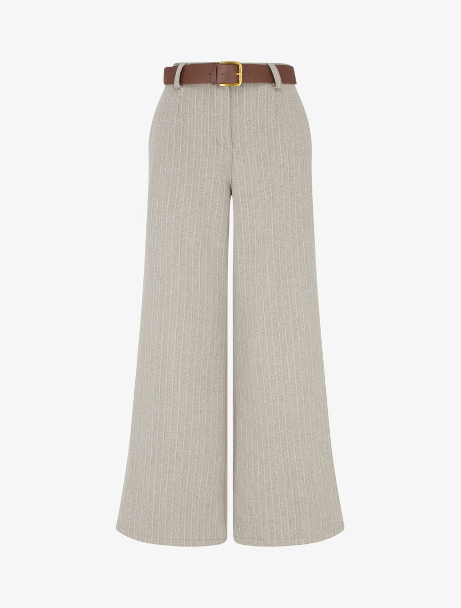 Pantalon ample à rayures - Beige - 1