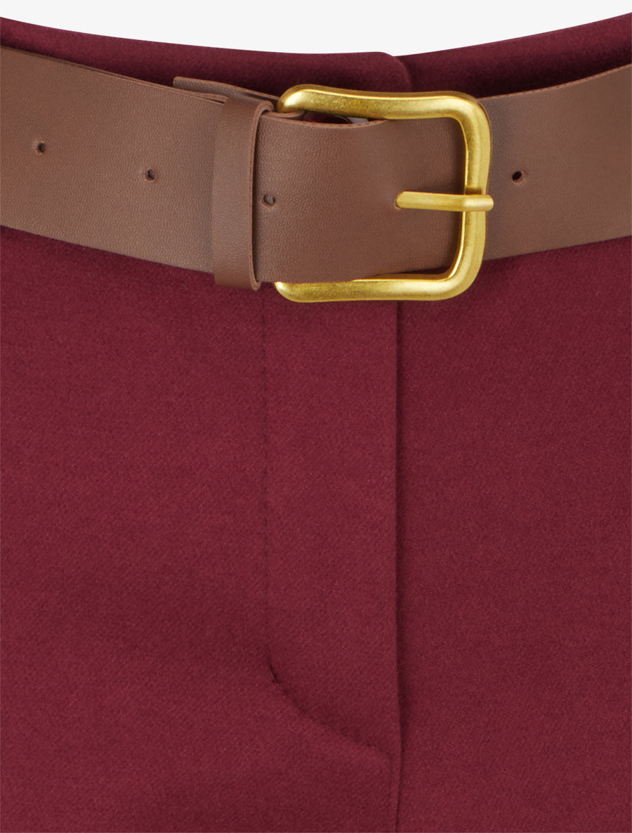 Short droit à revers et ceinture - Bordeaux - 3