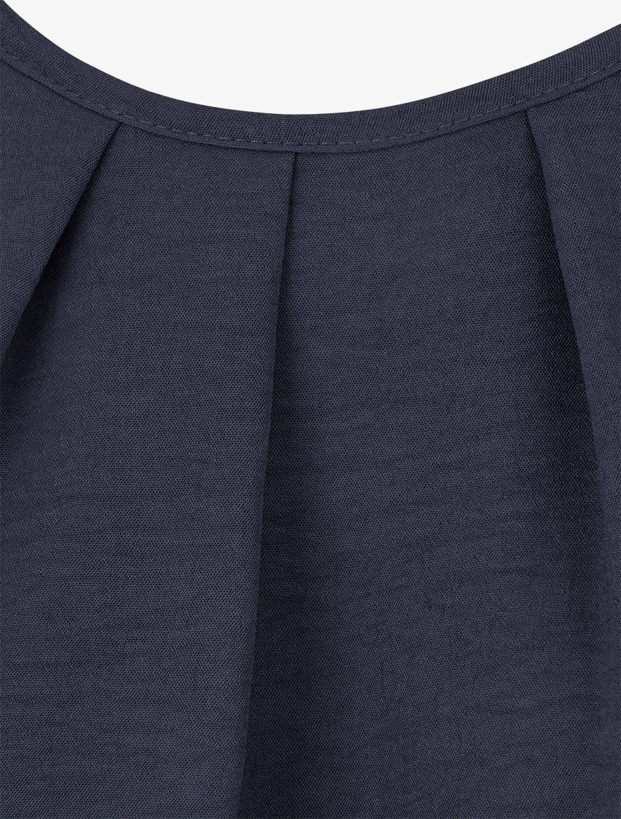 Blouse unie à bords élastiqués - Marine - 3