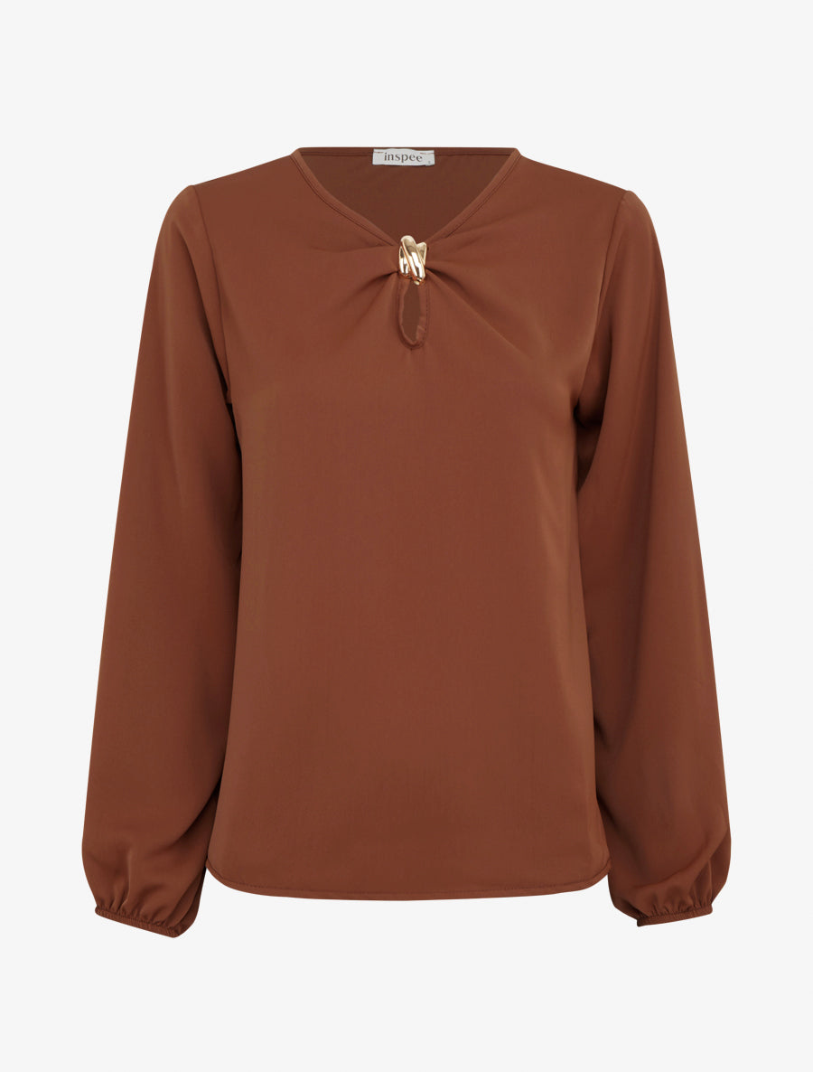 Top fluide à bijoux doré - Marron - 1