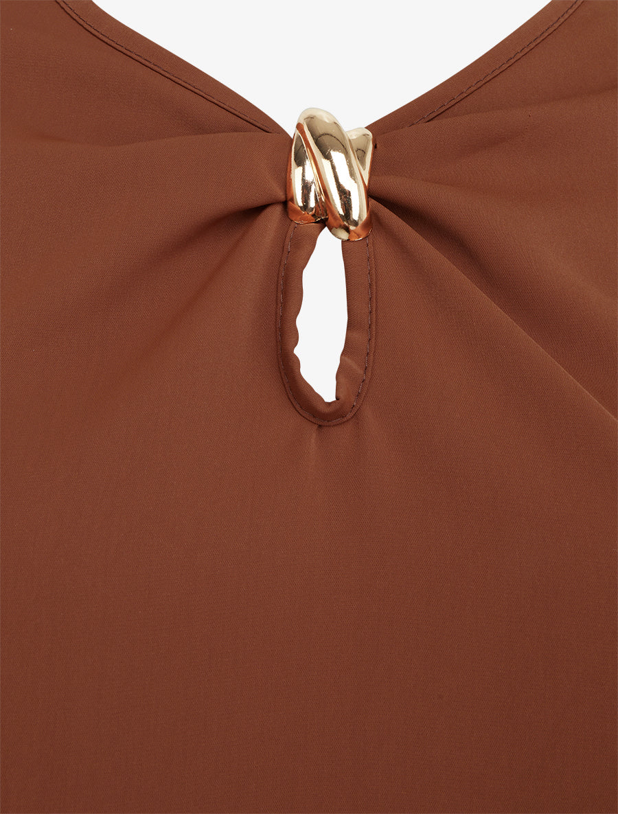 Top fluide à bijoux doré - Marron - 3