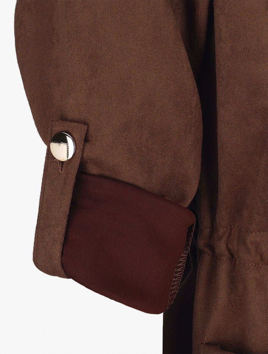 Veste longue en suédine - Marron - 3