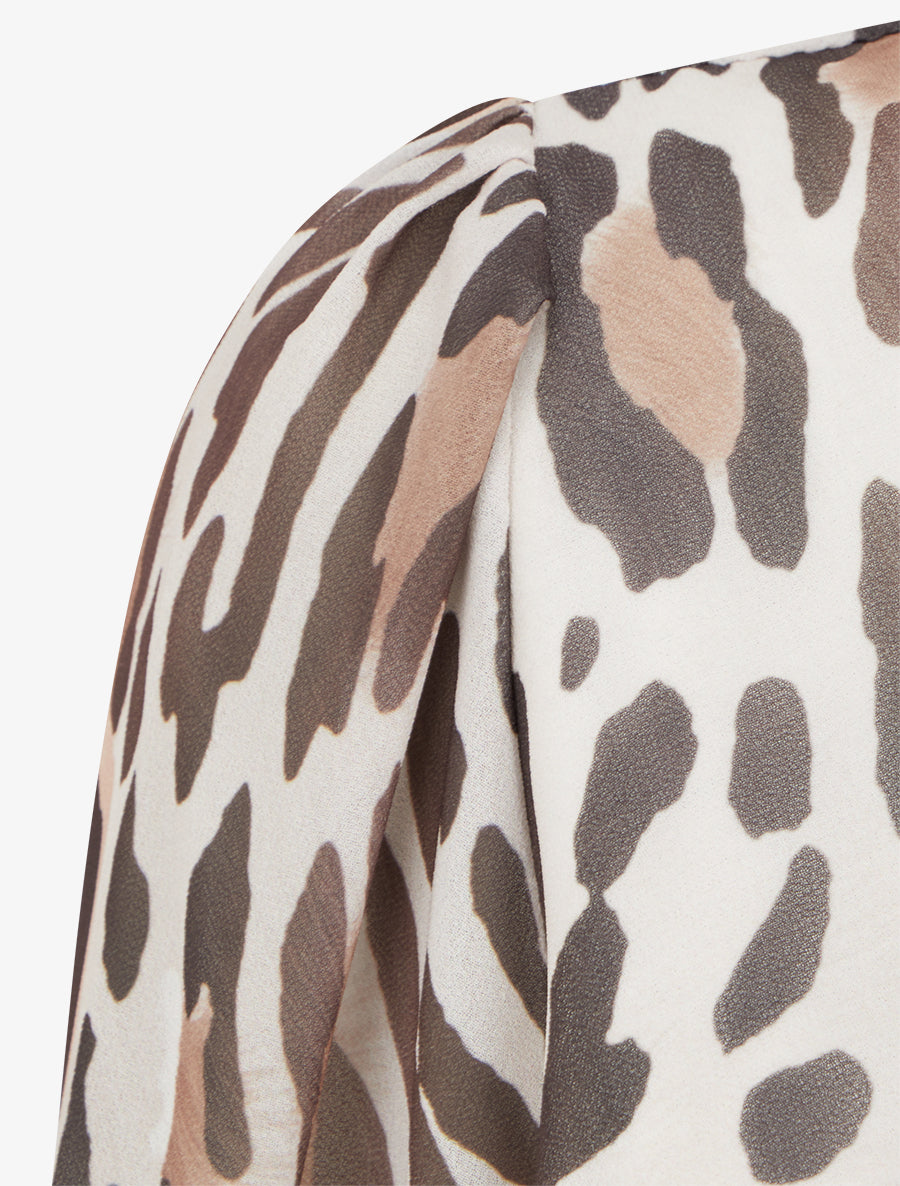 Robe à dos nu V imprimé fantaisie - Marron - 3