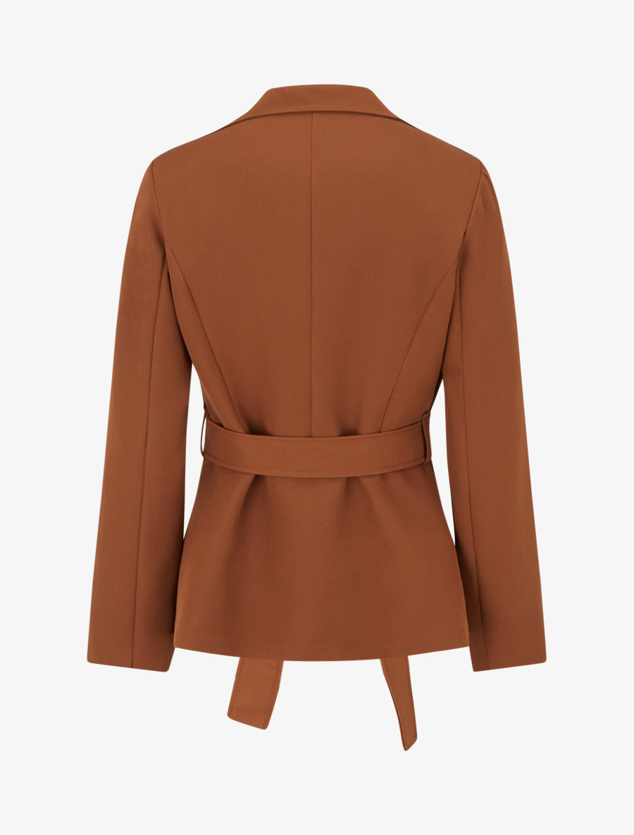 Blazer uni ceinturé - Camel - 2