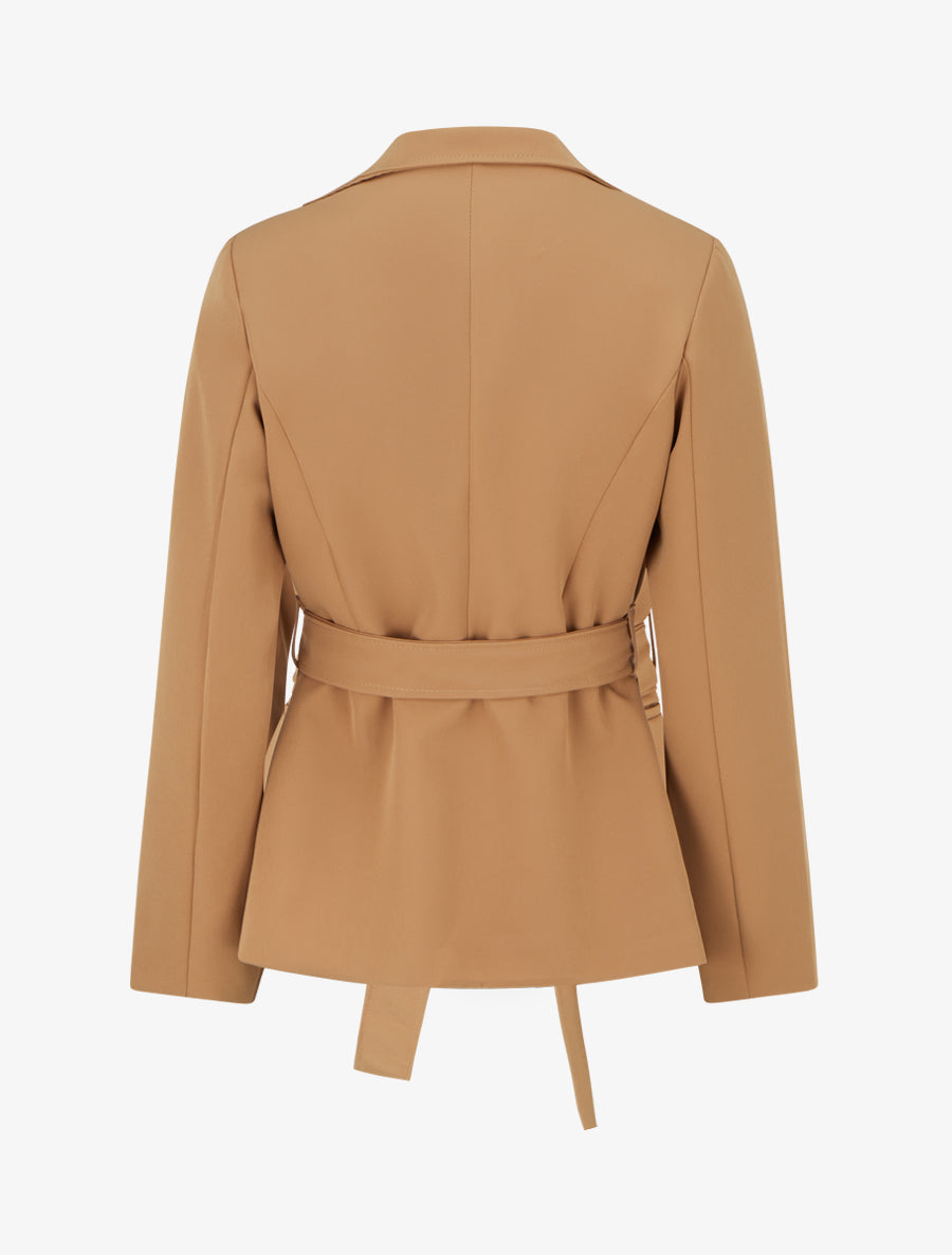 Blazer uni ceinturé - Beige - 2