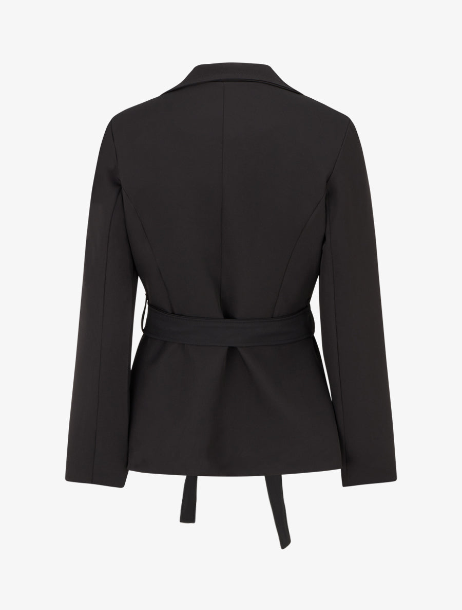 Blazer uni ceinturé - Noir - 2