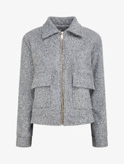 Abrigo corto con bolsillos de solapa - Gris