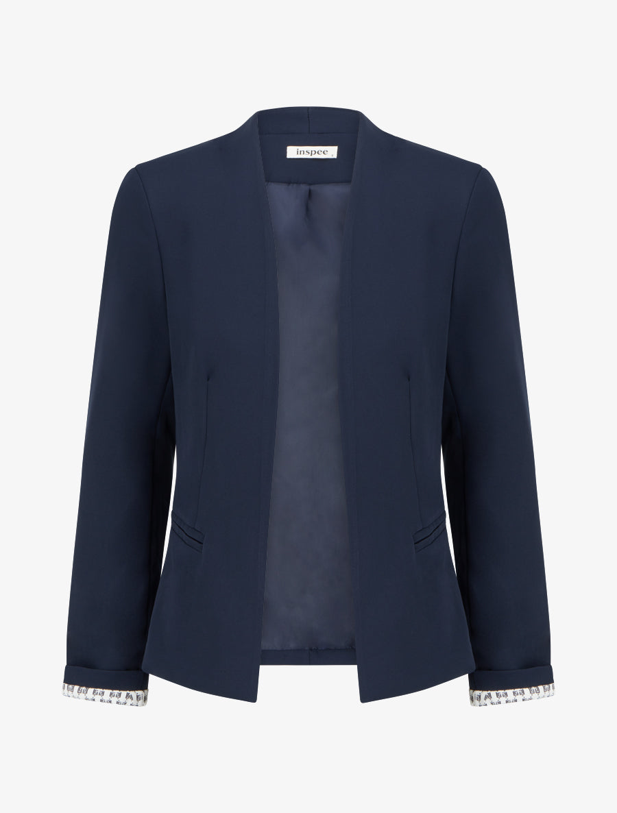 Veste droite à épaulettes - Marine - 1