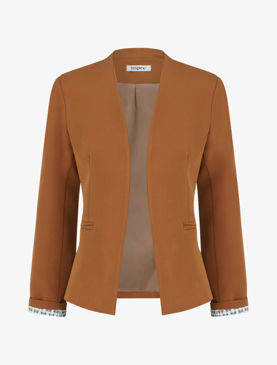 Veste droite à épaulettes - Camel - 1