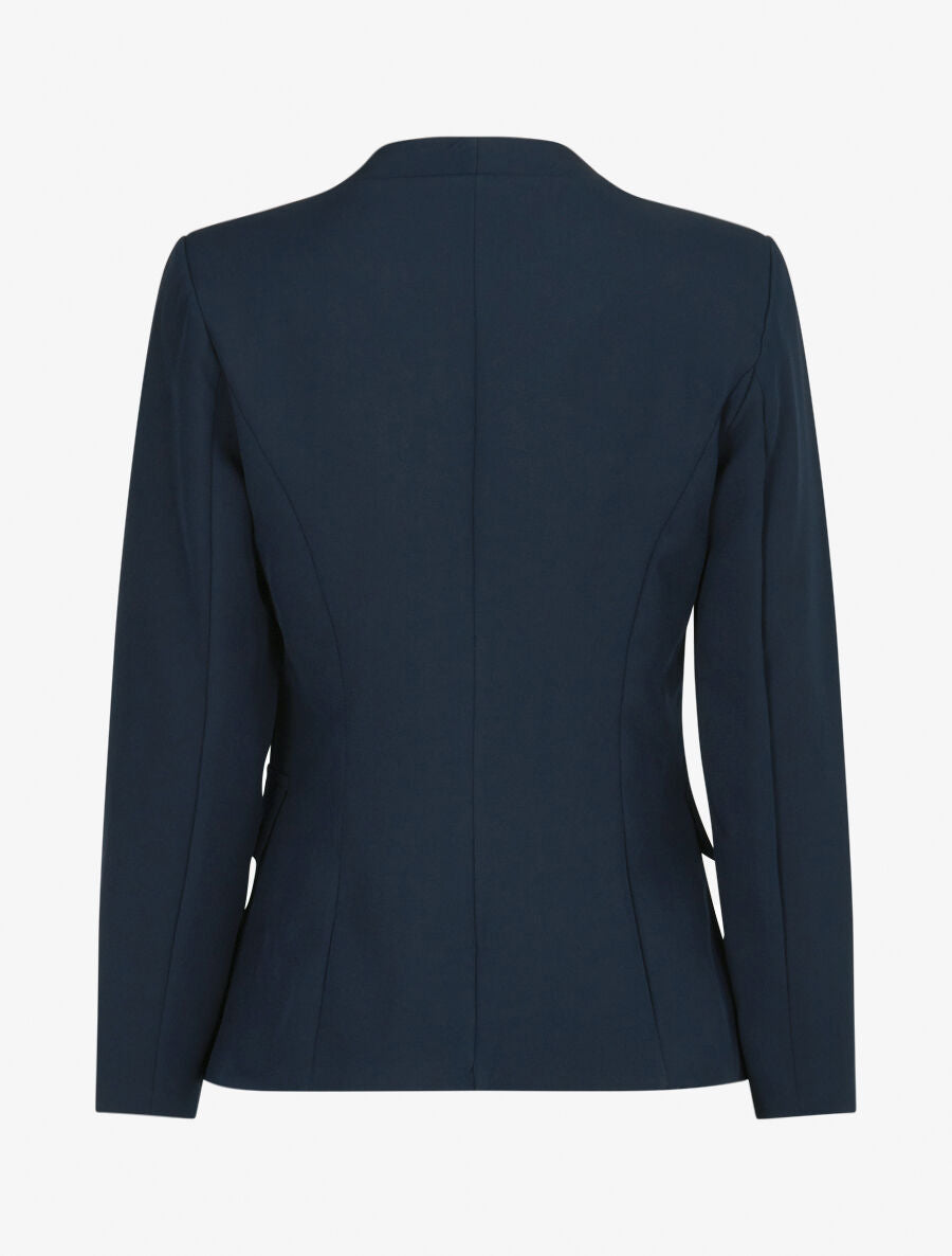 Veste à col droit et bord cranté - Marine - 2
