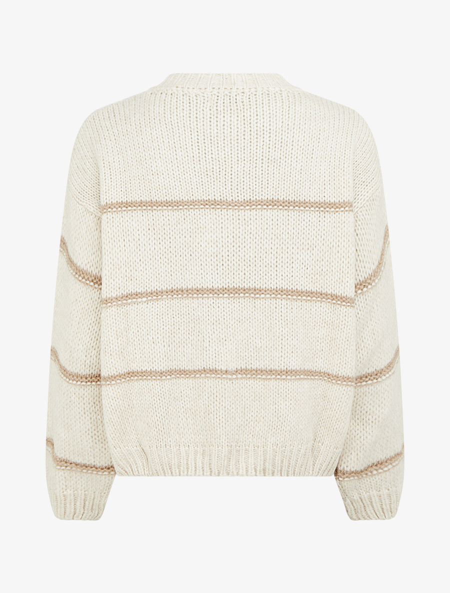 Pull en maille à motif rayures - Beige - 2