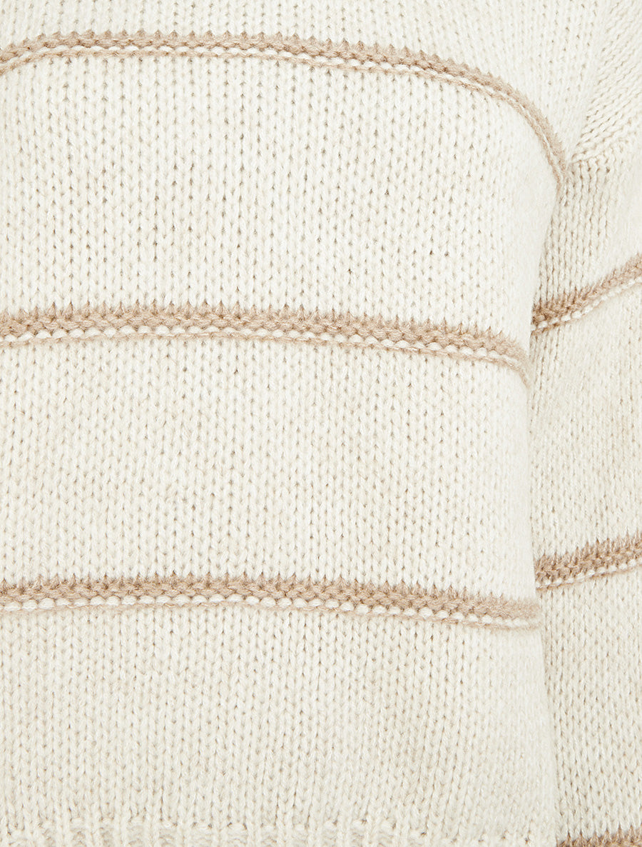 Pull en maille à motif rayures - Beige - 3