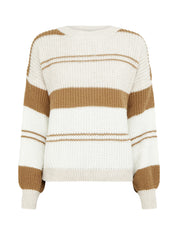 Pull en maille à bandes contrastantes - Beige/camel - 1
