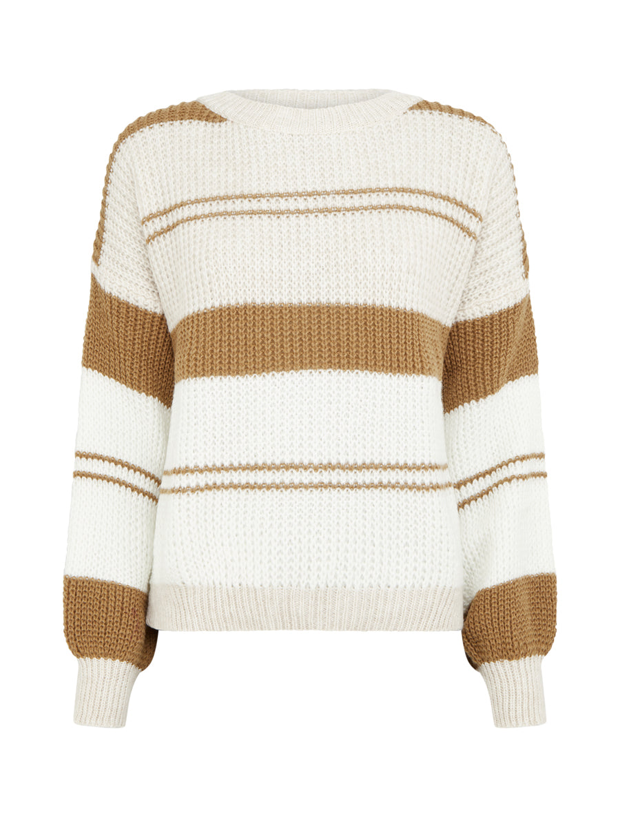 Pull en maille à bandes contrastantes - Beige/camel - 1