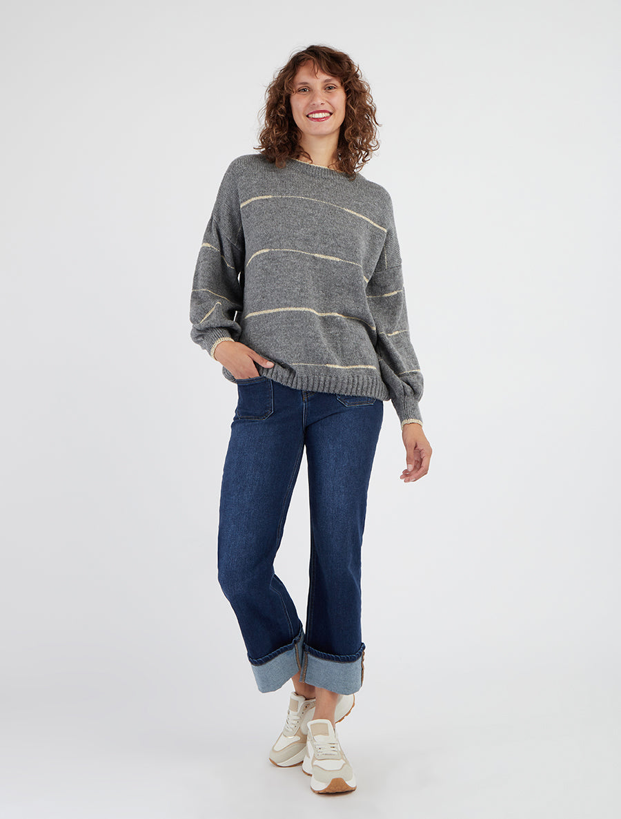 Jersey liso con rayas irisadas - Gris