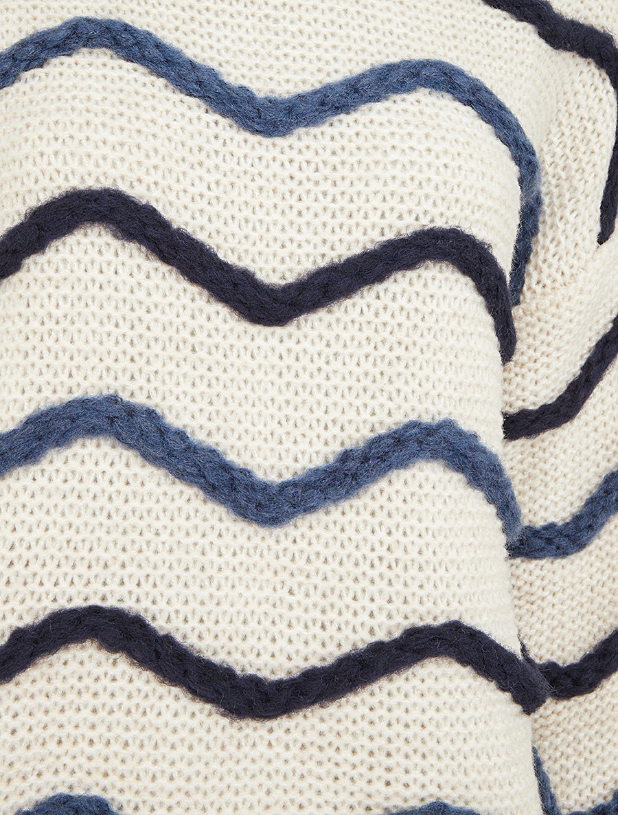 Pull en maille à motif vagues - Bleu - 3