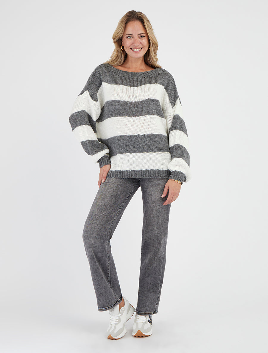 Jersey de punto a rayas bicolor - Gris