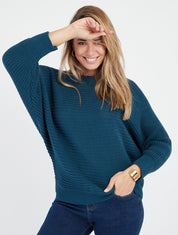 Suéter liso con mangas murciélago - Azul pato