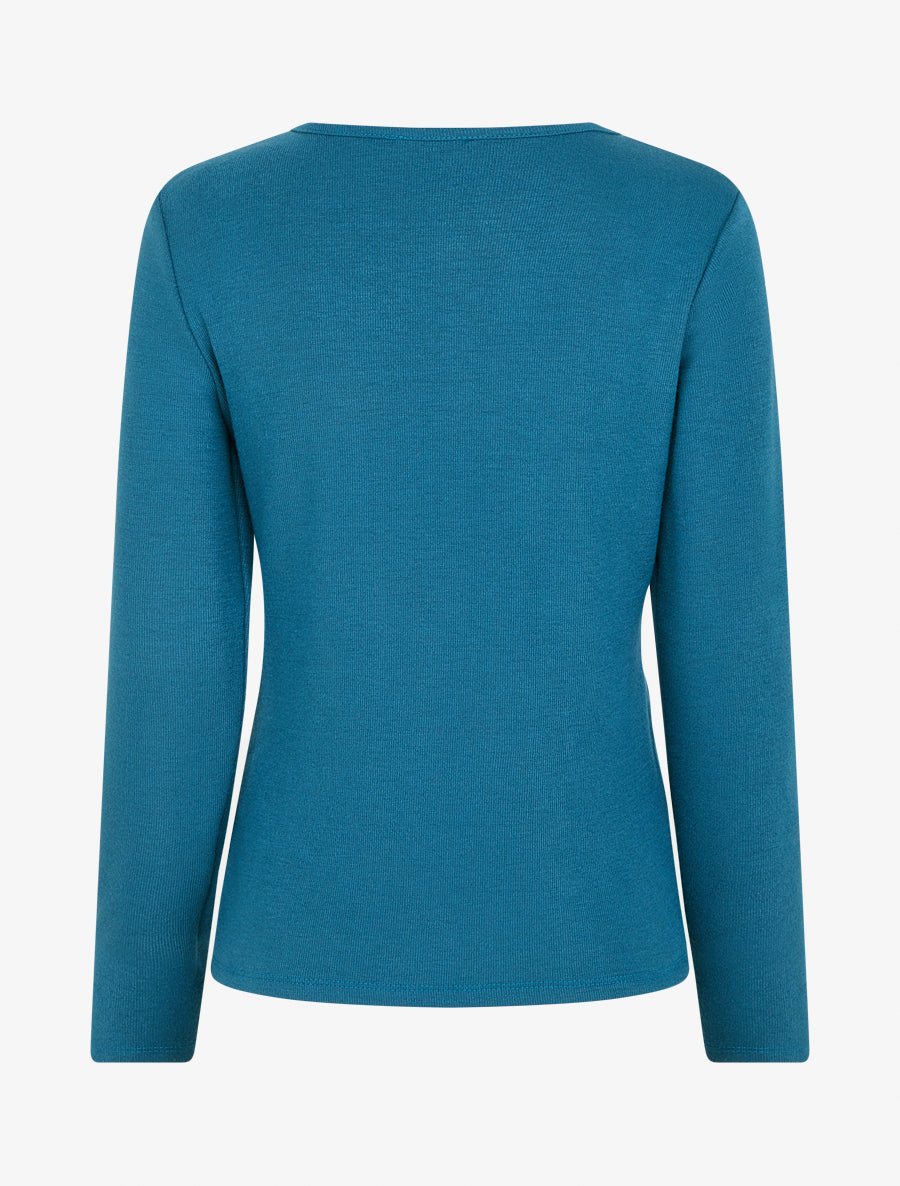 Pull en maille fine à lien de serrage - Bleu - 2