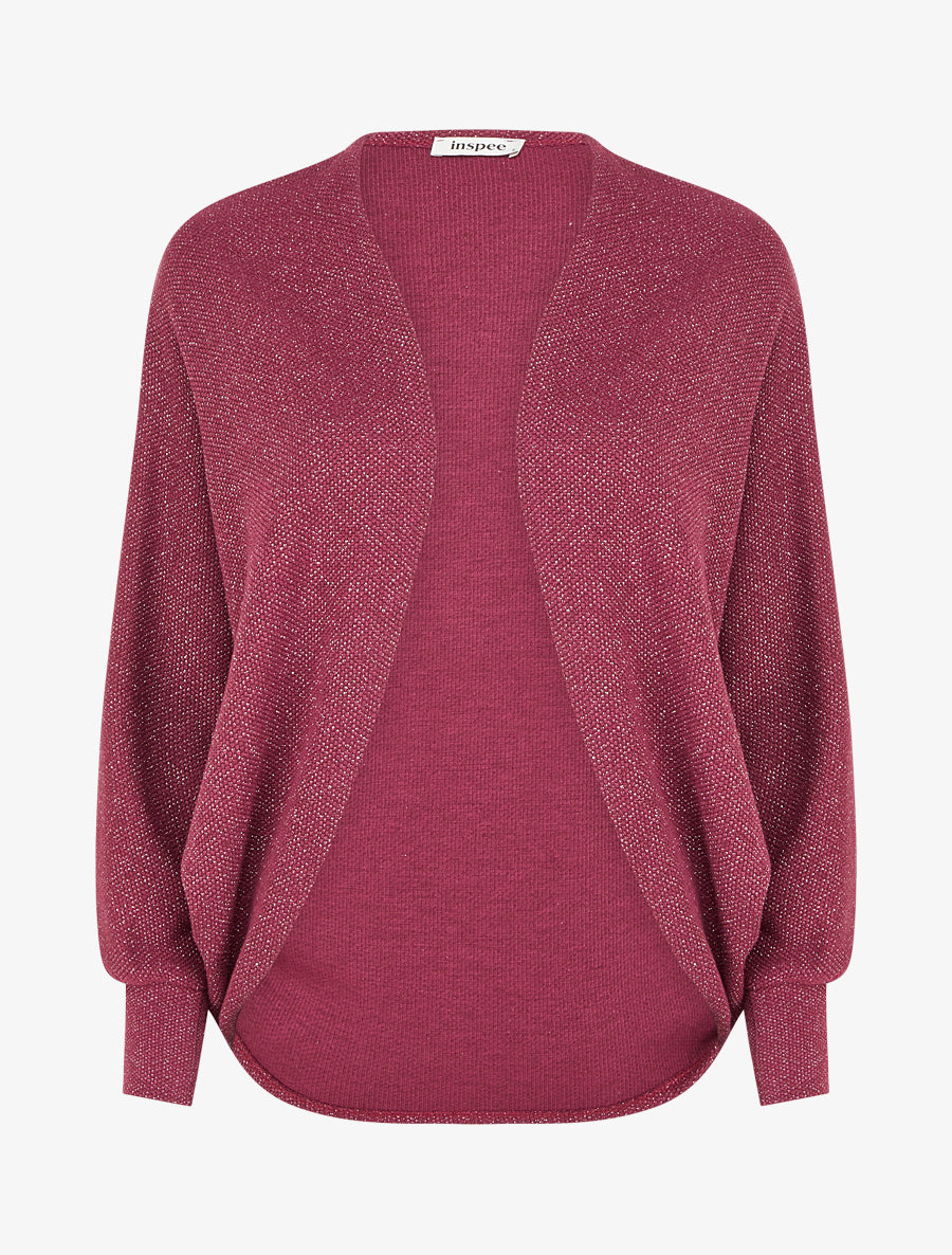 Gilet uni irisé à manches chauves-souris - Prune - 1