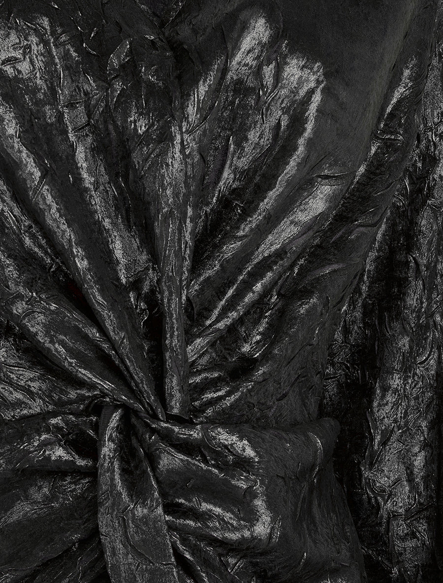 Blouse irisée élastiquée à manches longues - Noir - 3