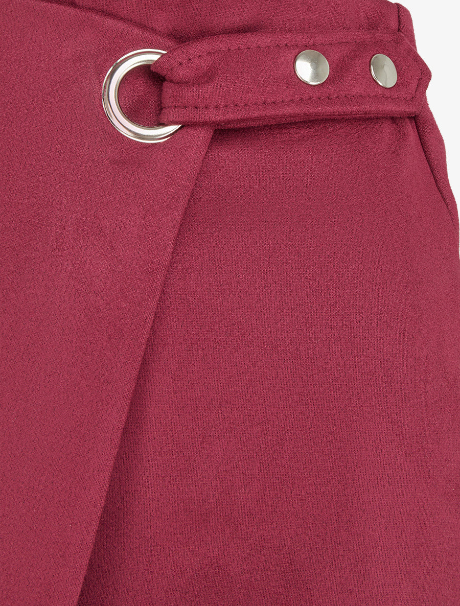Jupe style portefeuille à oeillet - Lie de vin - 3