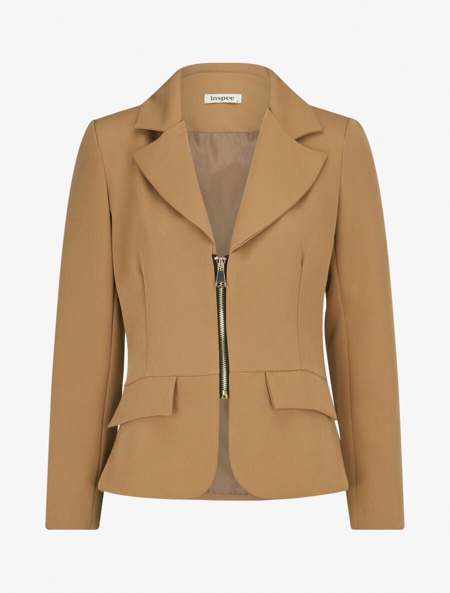 Veste cintrée à zip - Beige foncé - 1