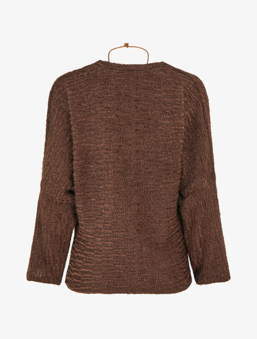 Pull duveteux à manches longues - Marron - 2