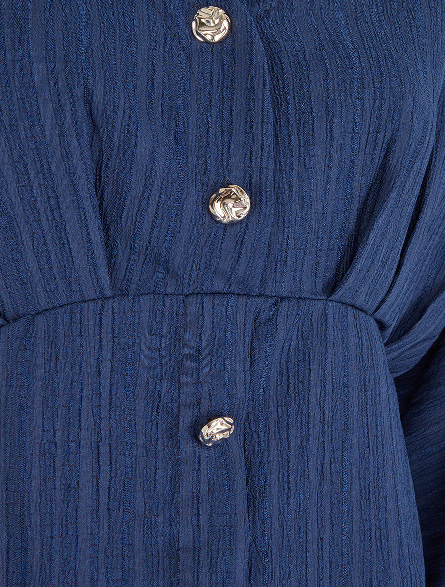 Blouse fluide à boutons décoratifs - Marine - 3