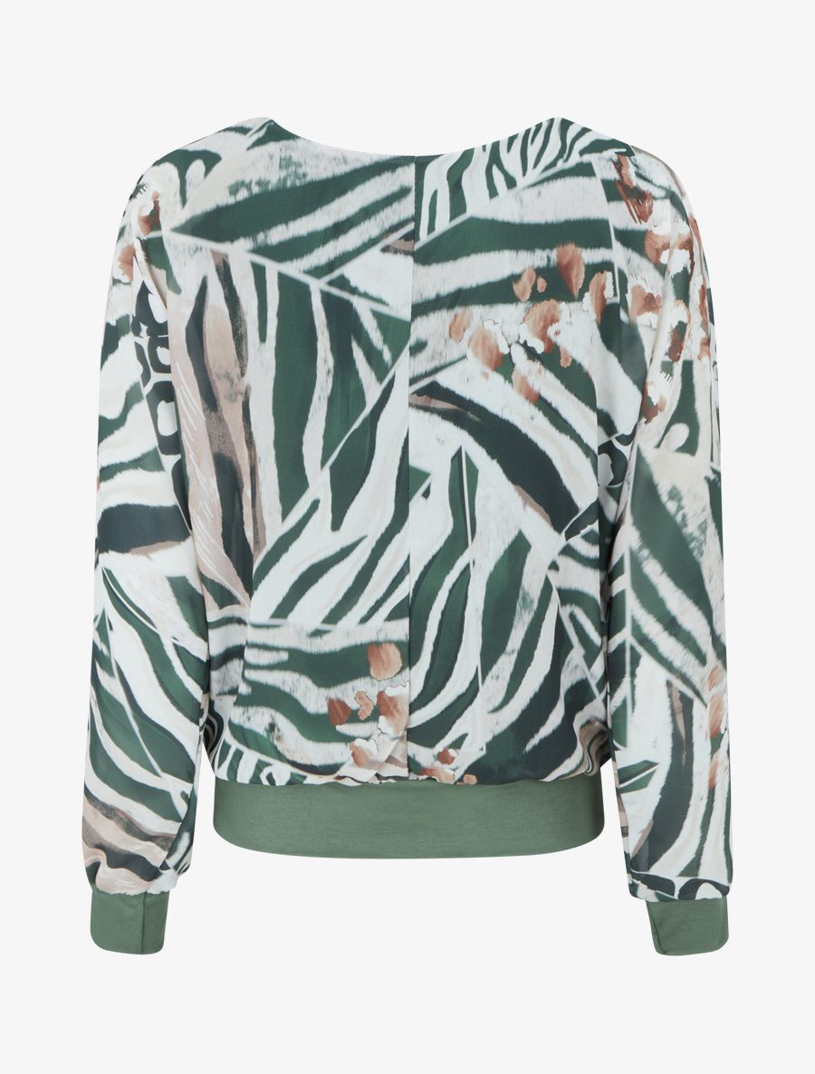 Blouse en voile imprimé animal - Kaki - 2