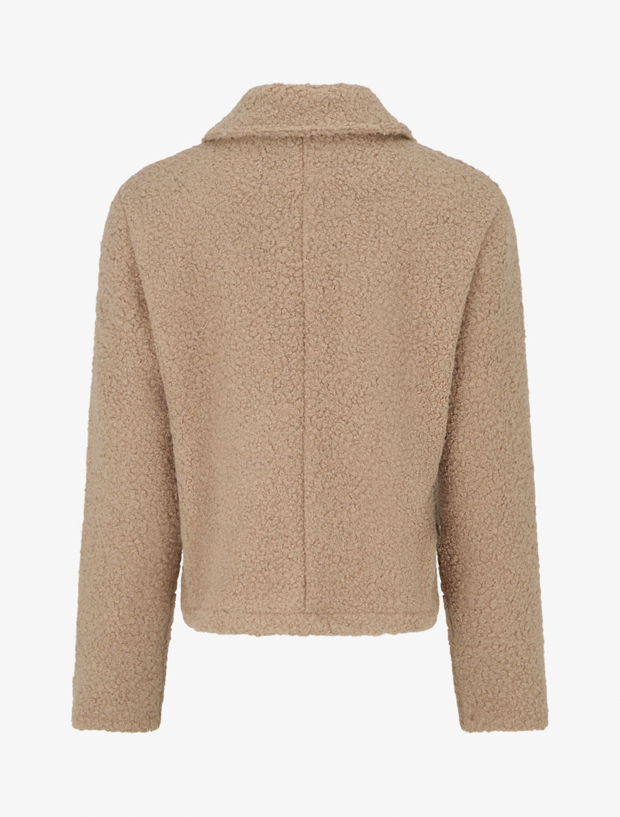 Abrigo corto efecto lana rizada - Topo