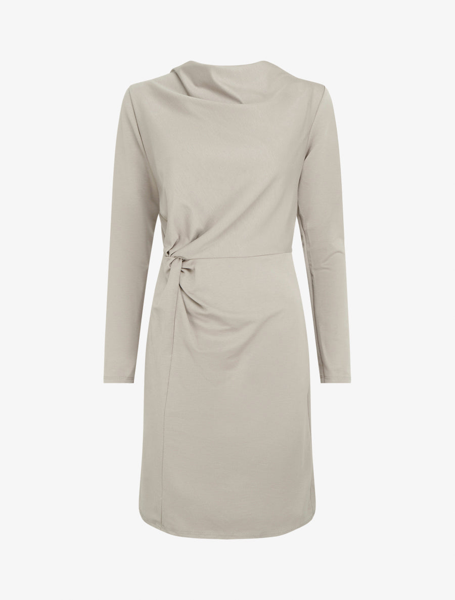 Robe droite effet torsadé à manches longues - Taupe clair - 1
