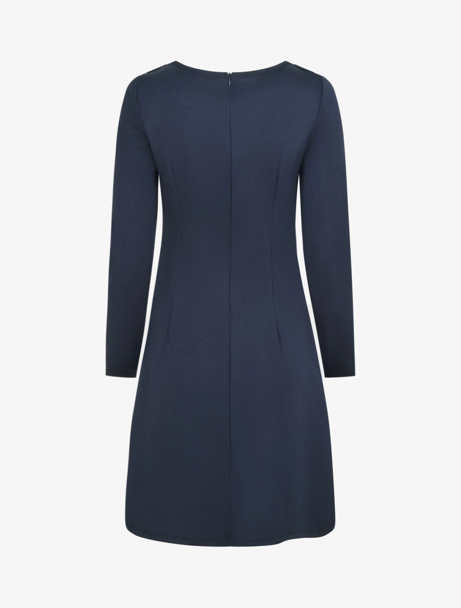 Robe à manches longues et col à boucle - Marine - 2